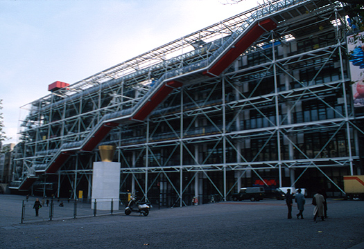 Pompidou Centre - stairs and escalator pods on the west side