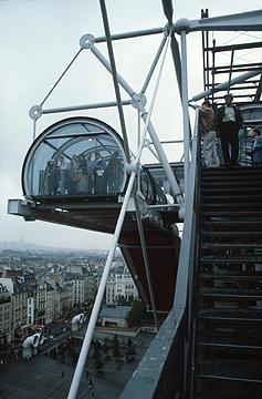 Pompidou Centre - stairs and escalator pods on the west side