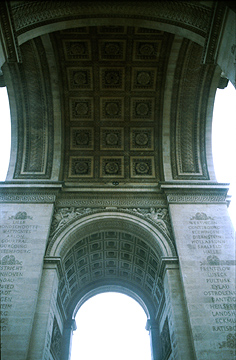 Arc de Triomphe: view looking up at roof of arch