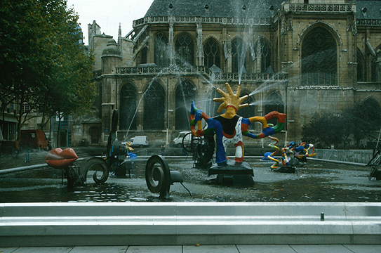 Fountain works outside the Pompidou Centre - general view