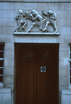 relief over Langham Street entrance, Broadcasting House