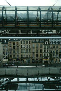 Pompidou Centre - exterior detail: escalator pods