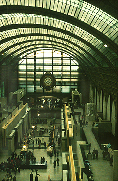 Muse d'Orsay - view looking down towards entrance of museum from high up at far end