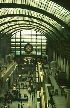 Musée d'Orsay - view looking down towards entrance of museum from high up at far end