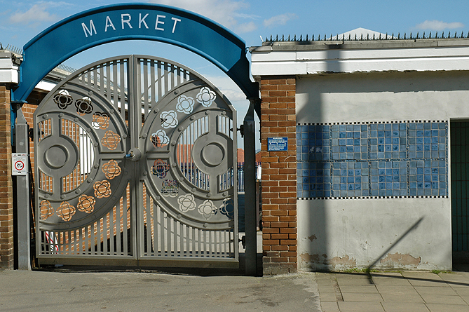 At Market Street entrances to Hoyland Market. (SE437401)
